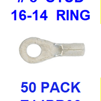 E14BR08  #8  NON INSULATED  16-14  GAUGE  RING  TERMINAL (50 PACK)