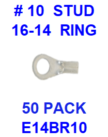 E14BR10  # 10  NON INSULATED  16-14  GAUGE  RING  TERMINAL (50 PACK)