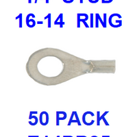 E14BR25  1/4  NON INSULATED  16-14  GAUGE  RING  TERMINAL (50 PACK)