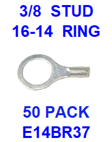 E14BR37  3/8  NON INSULATED  16-14  GAUGE  RING  TERMINAL (50 PACK)