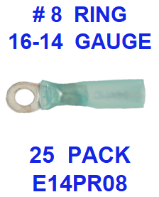 E14PR08  16-14  BLUE  # 8  RING  POLYOFIN  SHRINK  TERMINAL (25 PACK)