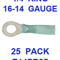 E14PR25  16-14  BLUE  1/4  RING  POLYOFIN  SHRINK  TERMINAL (25 PACK)