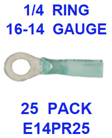 E14PR25  16-14  BLUE  1/4  RING  POLYOFIN  SHRINK  TERMINAL (25 PACK)