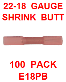 E18PB  22-18  RED  BUTT  POLYOFIN  SHRINK  TERMINAL (100 PACK)