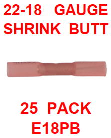 E18PB  22-18  RED  BUTT  POLYOFIN  SHRINK  TERMINAL (25 PACK)