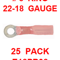E18PR08  22-18  RED  # 8  RING  POLYOFIN  SHRINK  TERMINAL (25 PACK)