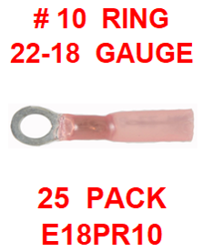 E18PR10  22-18  RED  # 10  RING  POLYOFIN  SHRINK  TERMINAL (25 PACK)