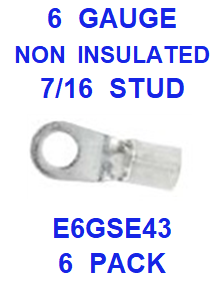 E6GSE43  6  GAUGE  RING  NON  INSULATED  7/16 STUD (6PACK)