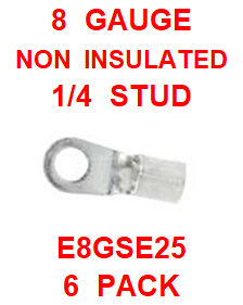 E8GSE25  8  GAUGE  RING  NON  INSULATED  1/4 STUD (6PACK)