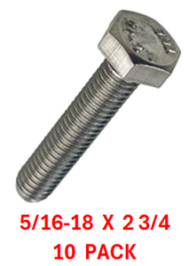 G2B1031275 5/16-18 X 2 3/4 S/S BOLT 10 PACK