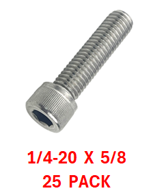 G2H1025062 1/4-20 X 5/8 SOCKET HEAD CAPSCREWS 18-8  25 PACK