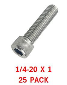 G2H1025100 1/4-20 X 1 SOCKET HEAD CAPSCREWS 18-8  25 PACK