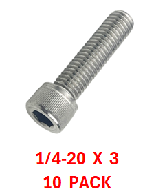 G2H1025300 1/4-20 X 3 SOCKET HEAD CAPSCREWS 18-8  10 PACK