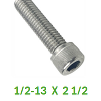 G2H1050250  1/2-13 X 2 1/2 SOCKET HEAD CAPSCREWS 18-8  10 PACK