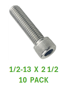 G2H1050250  1/2-13 X 2 1/2 SOCKET HEAD CAPSCREWS 18-8  10 PACK
