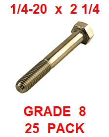 G8BZ025225  1/4-20  X  2 1/4 BOLT GRADE 8  (25 PACK)