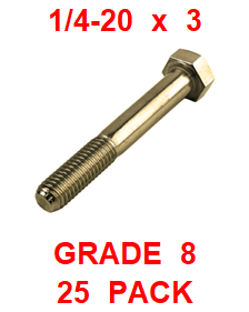 G8BZ025300  1/4-20  X  3 BOLT GRADE 8  (25 PACK)