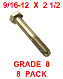 G8BZ056250  9/16-12  x  2 1/2  BOLT GRADE 8  (8 PACK)