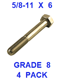 G8BZ062600  5/8-11  X  6  BOLT GRADE 8  (4 PACK)