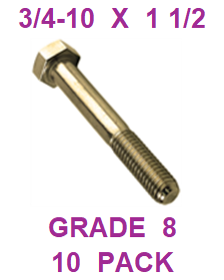 G8BZ075150  3/4-10  x  1 1/2  BOLT GRADE 8 (10 PACK)