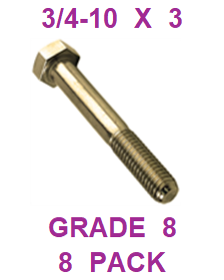 G8BZ075300  3/4-10  x  3  BOLT GRADE 8 (8 PACK)