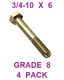 G8BZ075600  3/4-10  x  6  BOLT GRADE 8 (4 PACK)