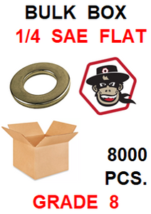 G8SZ025 1/4  SAE FLAT WASHER GRADE 8 BULK 8000 PCS.