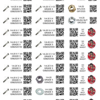 DIY 1"  X  2.75" LABELS GRADE 5 COARSE THREAD 1/4 - 1/2 (LABELS ONLY)