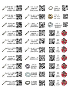 DIY 1"  X  2.75" LABELS GRADE 5 COARSE THREAD 1/4 - 1/2 (LABELS ONLY)
