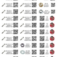 DIY 1"  X  2.75" LABELS GRADE 5 COARSE THREAD 1/4 - 1/2 (LABELS ONLY)