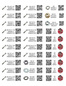 DIY 1"  X  2.75" LABELS GRADE 5 COARSE THREAD 1/4 - 1/2 (LABELS ONLY)