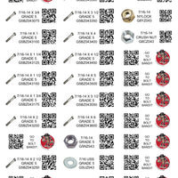DIY 1"  X  2.75" LABELS GRADE 5 COARSE THREAD 1/4 - 1/2 (LABELS ONLY)