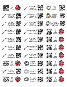 DIY 1"  X  2.75" LABELS GRADE 5 COARSE THREAD 1/4 - 1/2 (LABELS ONLY)