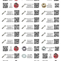 DIY 1"  X  2.75" LABELS GRADE 5 COARSE THREAD 1/4 - 1/2 (LABELS ONLY)