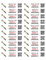 DIY 1" X 4" LABELS GRADE 8 COARSE THREAD 1/4-20 TO  1"-8 (LABELS ONLY)
