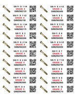 DIY 1" X 4" LABELS GRADE 8 COARSE THREAD 1/4-20 TO  1"-8 (LABELS ONLY)
