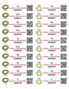 DIY 1" X 4" LABELS GRADE 8 COARSE THREAD 1/4-20 TO  1"-8 (LABELS ONLY)