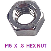 M2N105C  M5 X 0.8 HEX NUT STAINLESS STEEL A2-70 50 PACK