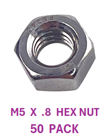 M2N105C  M5 X 0.8 HEX NUT STAINLESS STEEL A2-70 50 PACK