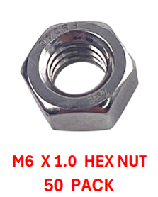 M2N106C  M6 X 1.0 HEX NUT STAINLESS STEEL A2-70 50 PACK