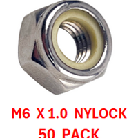 M2Y106C  M6 X 1.0 NYLOCK STAINLESS STEEL A2-70 50 PACK