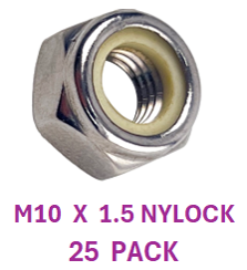 M2Y110C  M10 X 1.5 NYLOCK STAINLESS STEEL A2-70 25 PACK