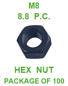 M8NX08C M8   X  1.25   HEX NUT 8.8 P.C. 100 PACK