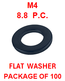 M8UX04 M4 FLAT WASHER BLACK OXIDE 8.8 P.C. 100 PACK