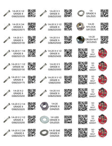 GRADE 8 (DIY) LABELS COARSE THREAD 1/4-20 TO  1/2-13 (LABELS ONLY)