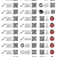 GRADE 5 (DIY) LABELS COARSE THREAD 1/4 - 1/2 (LABELS ONLY)