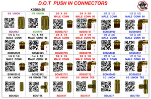 XBDUN25  D.O.T.  PUSH IN BRASS ASSORTMENT