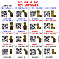 XBNMS37  NTA  MALE  CONNECTORS  1/4  3/8  1/2