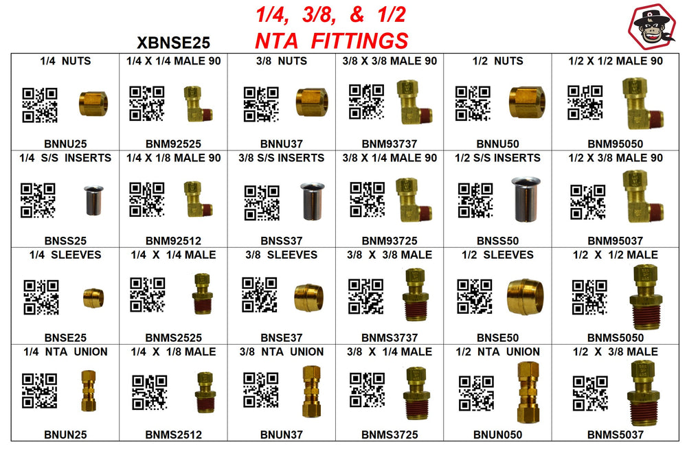 XBNSE25  NTA  MALE  CONNECTORS  1/4  3/8  1/2