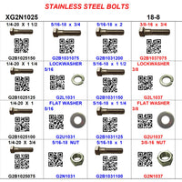 XG2N1025 DRAWER 18-8 STAINLESS STEEL BOLTS 1/4-20, 5/16-18, 3/8-16